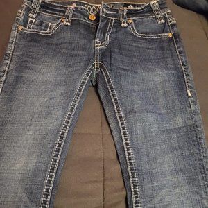 Rock and Roll Cowgirl 'Rival' Low-Rise Bootcut Denim Jeans — Size 26x34 or 6L